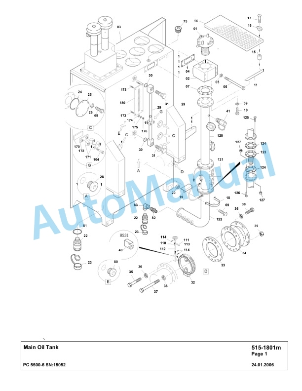 Komatsu PC5500-6 Hydraulic Excavator Parts Manual G15052-2