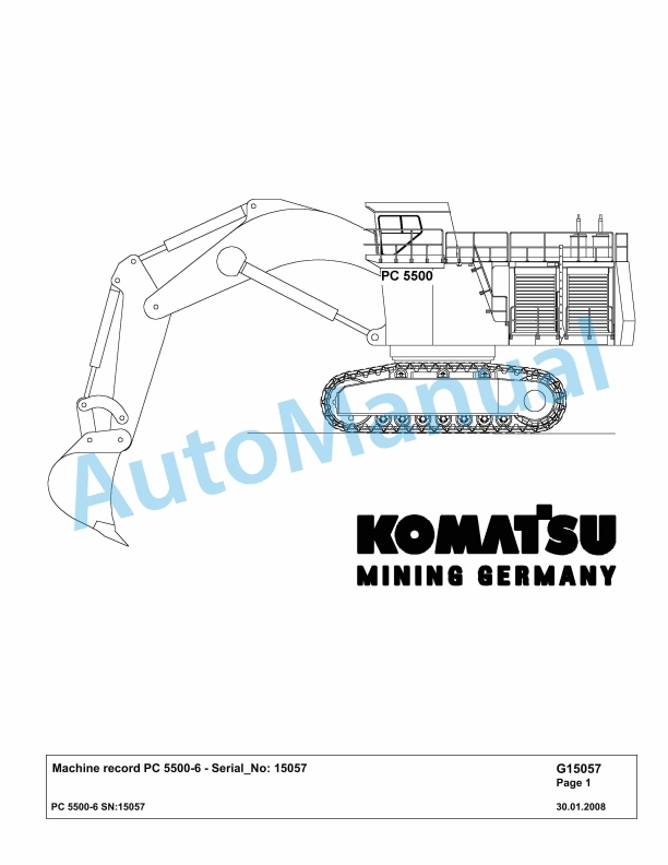 Komatsu PC5500-6 Hydraulic Excavator Parts Manual G15057