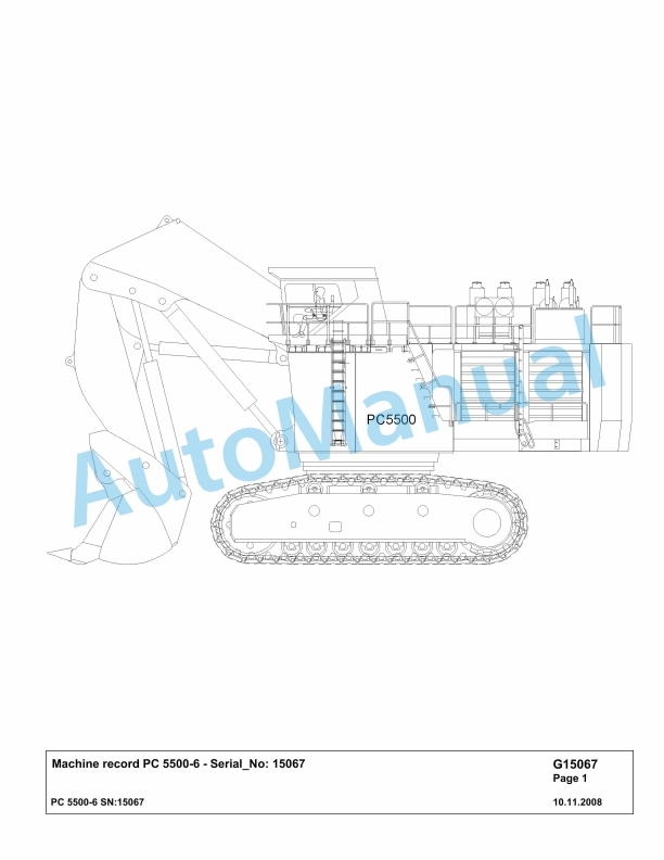 Komatsu PC5500-6 Hydraulic Excavator Parts Manual G15067