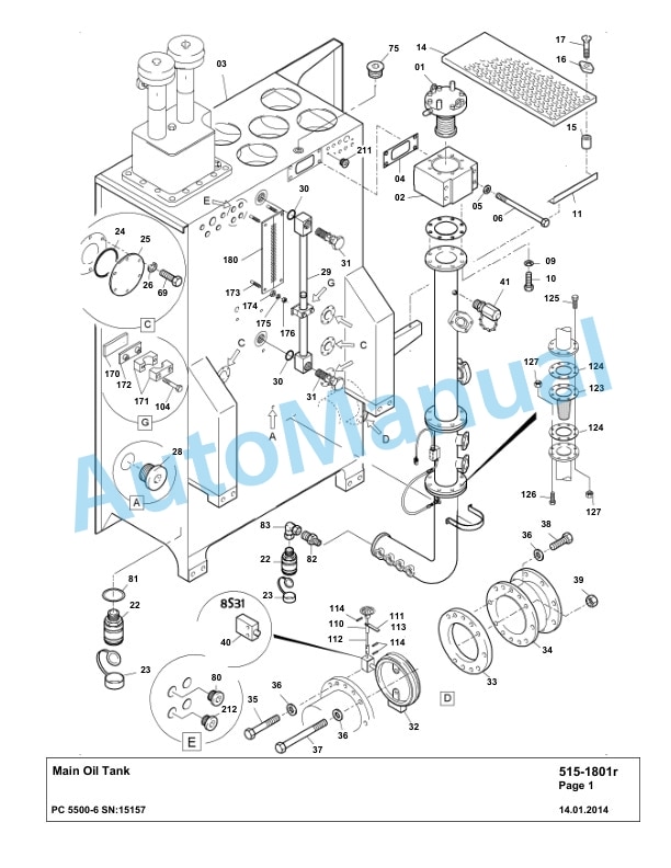 Komatsu PC5500-6 Hydraulic Excavator Parts Manual G15157-2