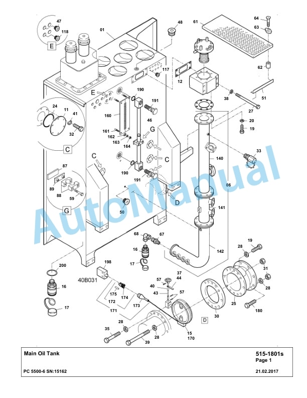 Komatsu PC5500-6 Hydraulic Excavator Parts Manual G15162-2