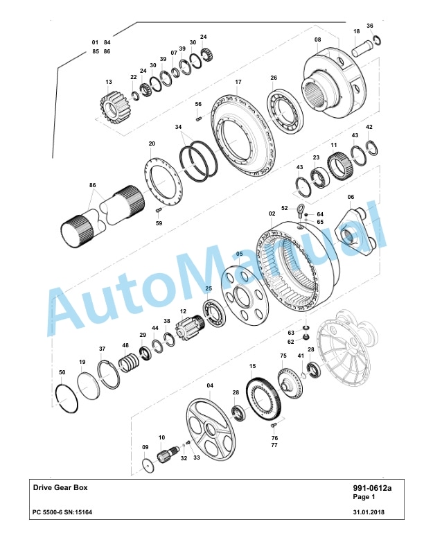 Komatsu PC5500-6 Hydraulic Excavator Parts Manual G15164-5