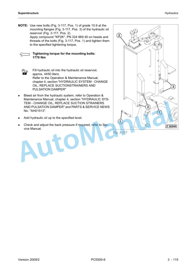 Alternative view of Komatsu PC5500-6 Hydraulic Mining Shovel Remove and Replace Procedures