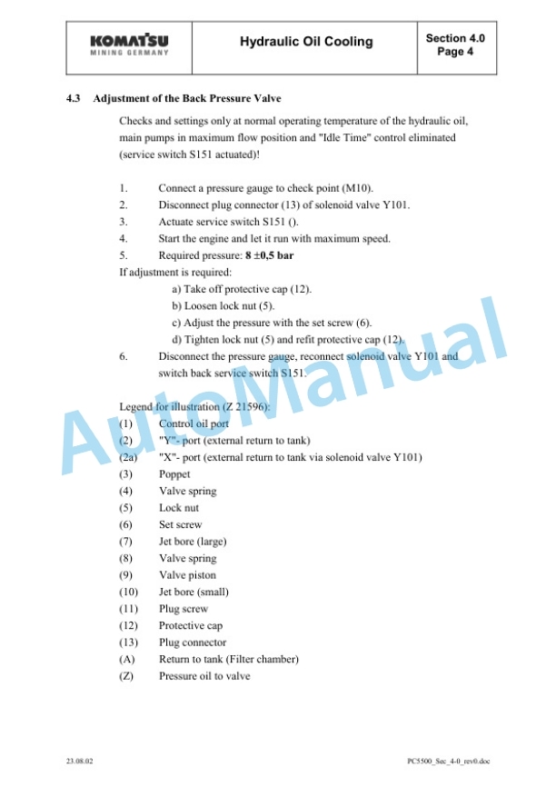 Komatsu PC5500-6 Hydraulic Mining Shovel Service Manual SMPC550015012-2