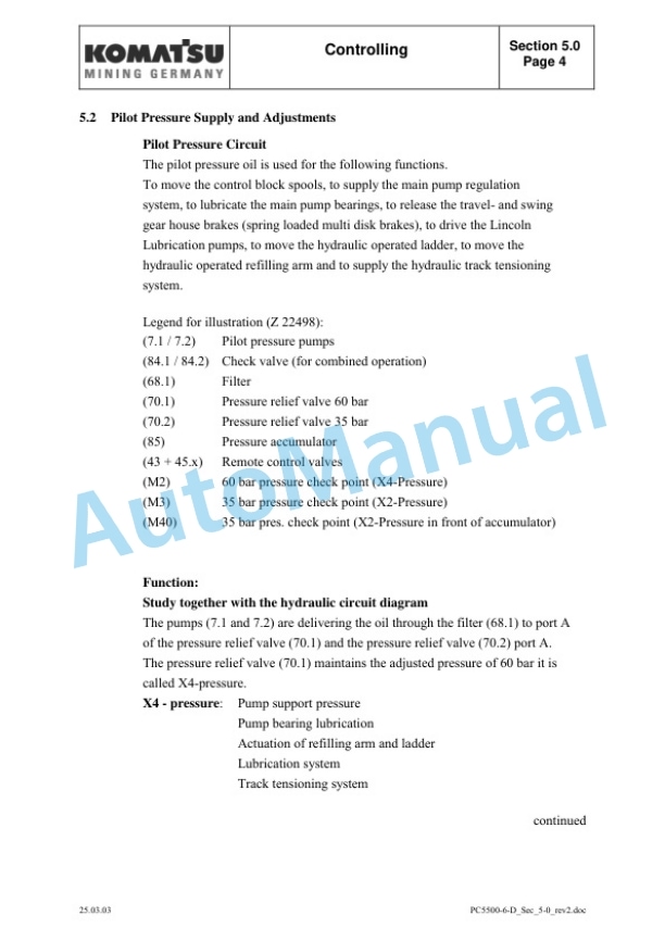 Komatsu PC5500-6 Hydraulic Mining Shovel Service Manual SMPC550015017-2