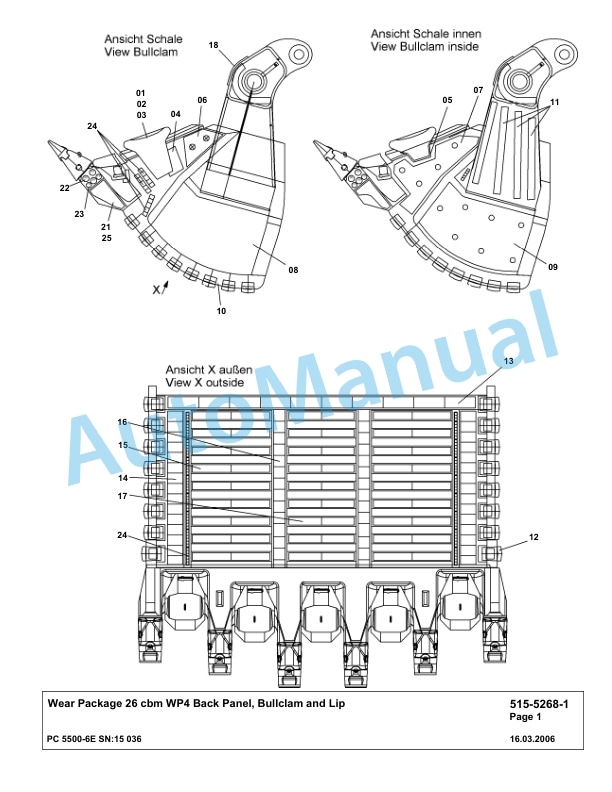 Komatsu PC5500-6E Hydraulic Excavator Parts Manual G15036-3