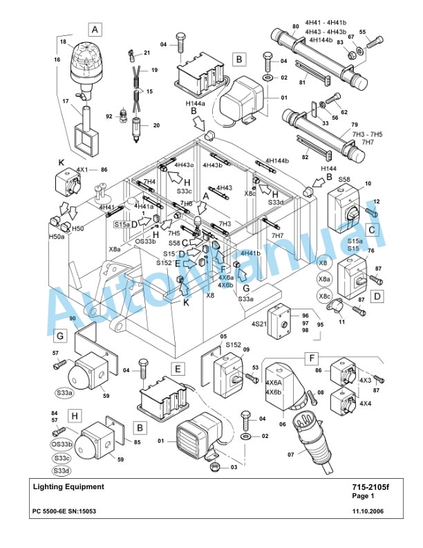 Komatsu PC5500-6E Hydraulic Excavator Parts Manual G15053-4