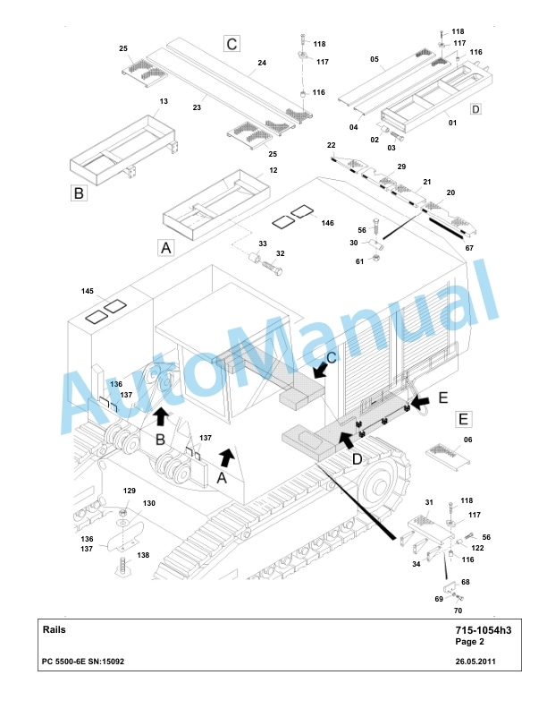Komatsu PC5500-6E Hydraulic Excavator Parts Manual G15092-3