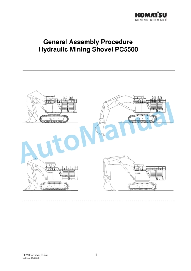 Komatsu PC5500 Hydraulic Mining Shovel Field Assembly Instruction PC5500ASrev4_09