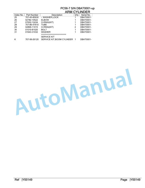 Komatsu PC56-7 Hydraulic Excavator Parts Manual DBAT0001-UP-5