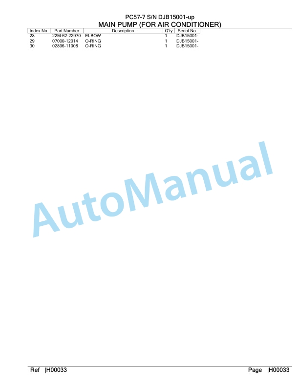 Komatsu PC57-7 Hydraulic Excavator Parts Manual DJB15001-UP-2