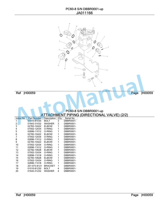 Komatsu PC60-8 Hydraulic Excavator Parts Manual DBBR0001-UP-2