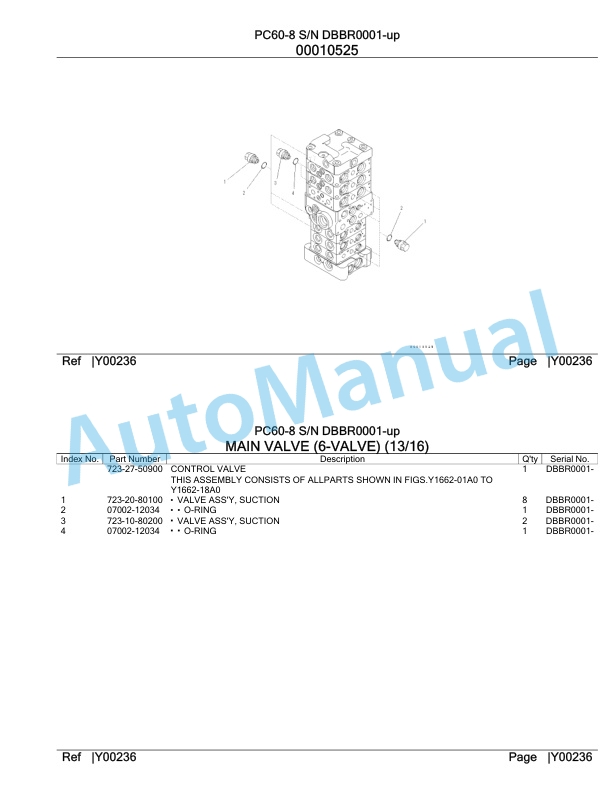 Komatsu PC60-8 Hydraulic Excavator Parts Manual DBBR0001-UP-5