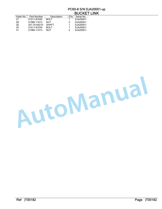 Komatsu PC60-8 Hydraulic Excavator Parts Manual DJA20001-UP-4