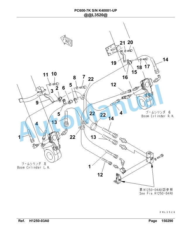 Komatsu PC600-7K Hydraulic Excavator Parts Manual SA6D142U-2