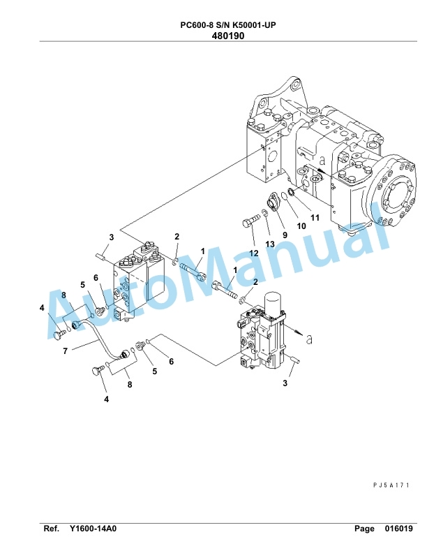 Komatsu PC600-8 Hydraulic Excavator Parts Manual SAA6D1JU-5