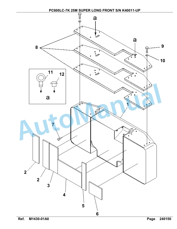 Komatsu PC600LC-7K 25M Super Long Front Hydraulic Excavator Parts Manual K40011-UP-2