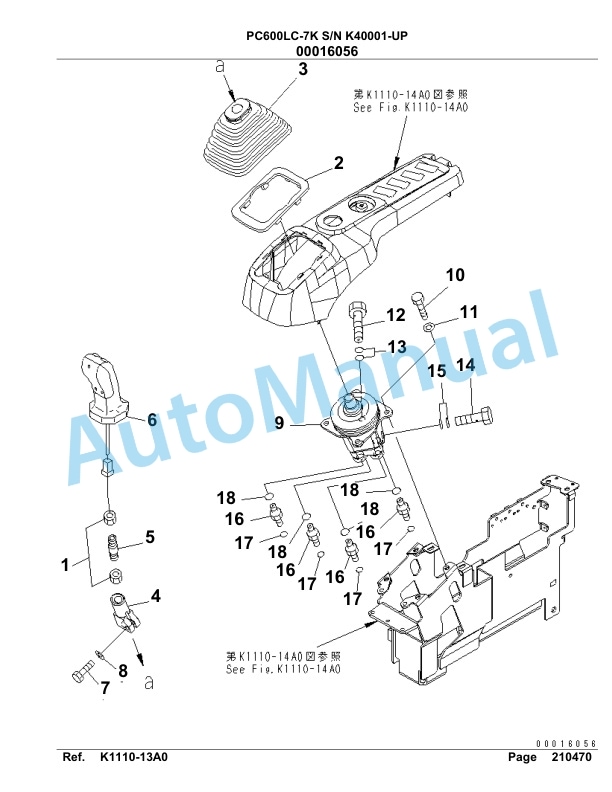 Komatsu PC600LC-7K Hydraulic Excavator Parts Manual SA6D142U-3
