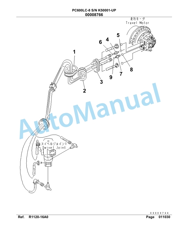 Komatsu PC600LC-8 Hydraulic Excavator Parts Manual SAA6D1JU-4