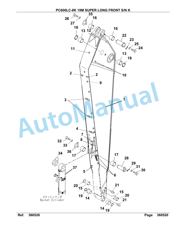 Komatsu PC600LC-8K 19M Super Long Front Hydraulic Excavator Parts Manual K180200-5