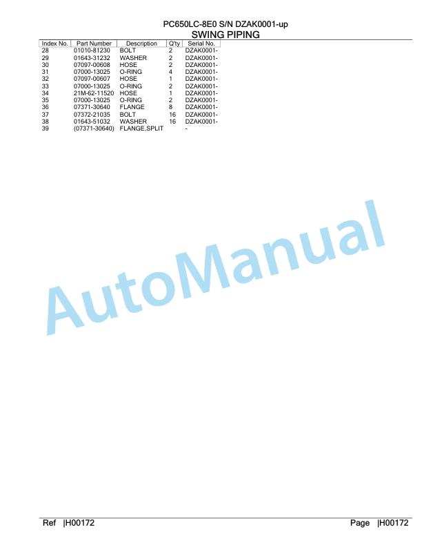 Komatsu PC650LC-8E0 Hydraulic Excavator Parts Manual DZAK0001-UP-3