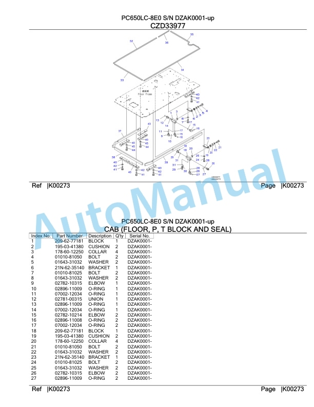 Komatsu PC650LC-8E0 Hydraulic Excavator Parts Manual DZAK0001-UP-4