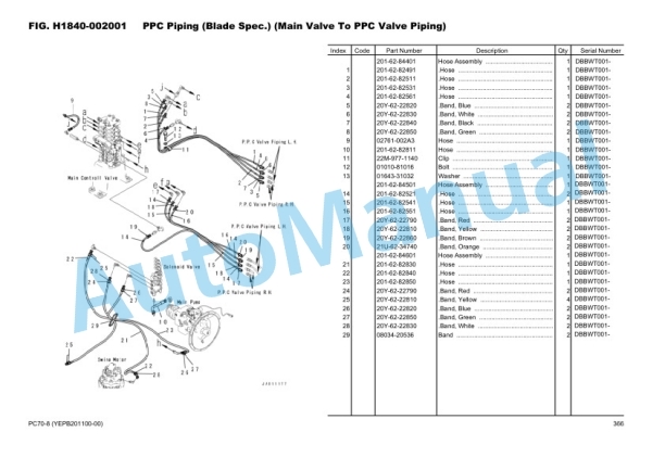 Komatsu PC70-8 Hydraulic Excavator Parts Manual YEPB201100-00-4