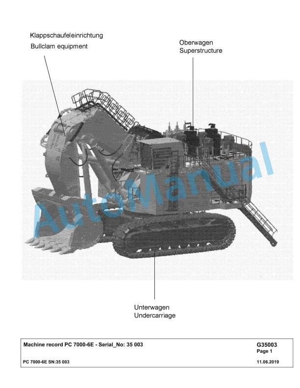 Komatsu PC7000-6E Hydraulic Excavator Parts Manual G35003