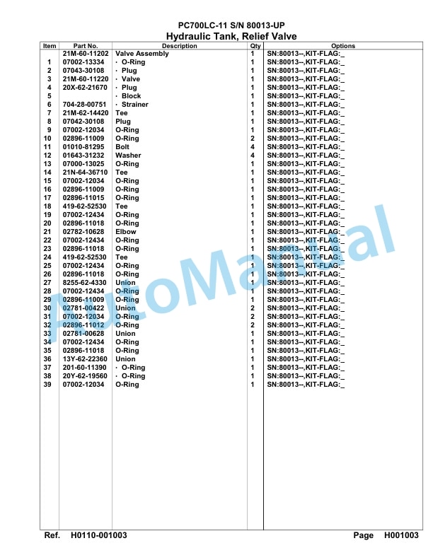 Komatsu PC700LC-11 Hydraulic Excavator Parts Manual 80013-UP-2