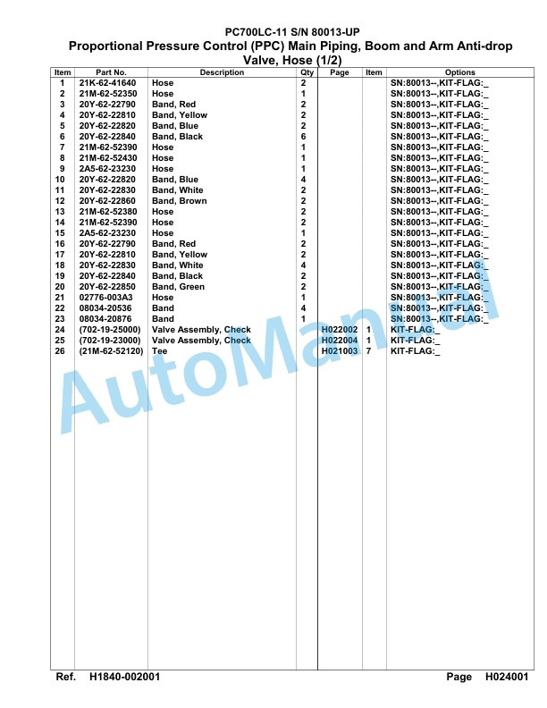 Komatsu PC700LC-11 Hydraulic Excavator Parts Manual 80013-UP-3