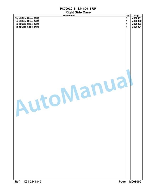 Komatsu PC700LC-11 Hydraulic Excavator Parts Manual 80013-UP-4
