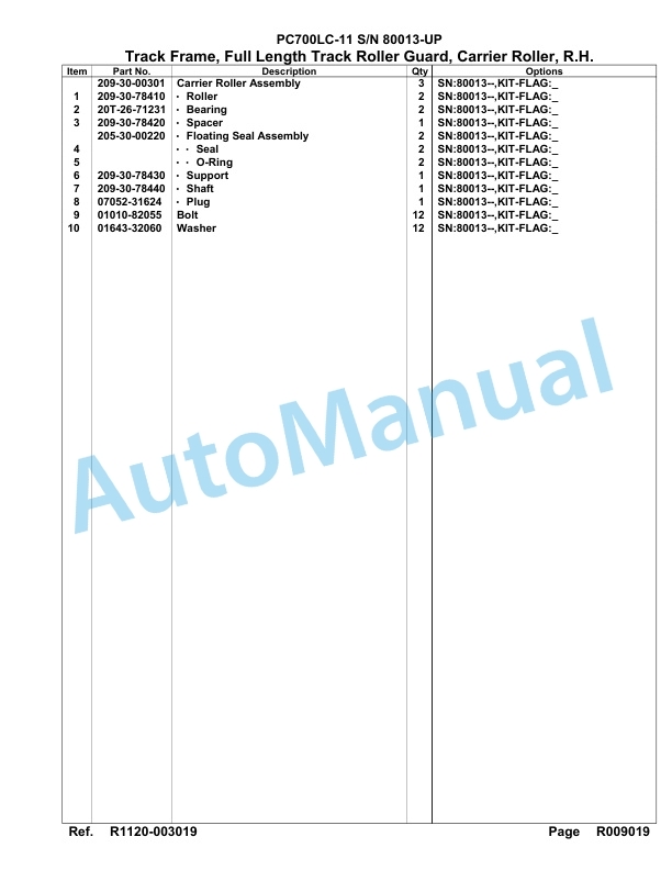 Komatsu PC700LC-11 Hydraulic Excavator Parts Manual 80013-UP-5