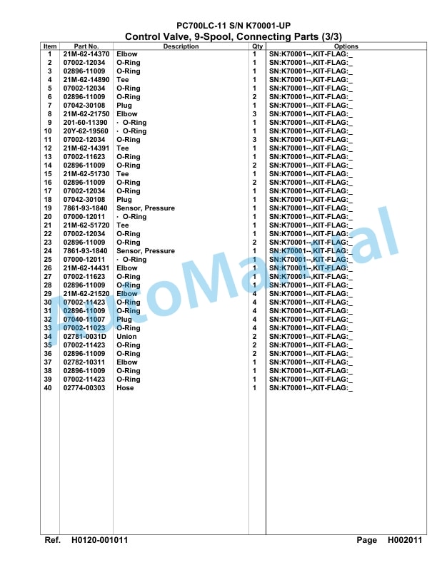 Komatsu PC700LC-11 Hydraulic Excavator Parts Manual K70001-up-2