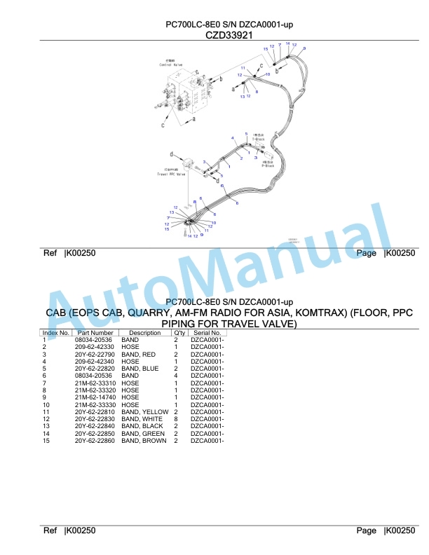 Komatsu PC700LC-8E0 Hydraulic Excavator Parts Manual DZCA0001-UP-4