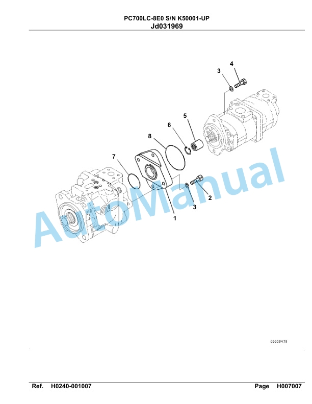 Komatsu PC700LC-8E0 Hydraulic Excavator Parts Manual SAA6D1JU-2