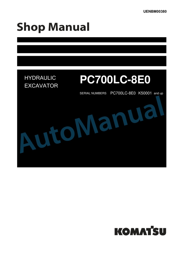 Komatsu PC700LC-8E0 Hydraulic Excavator Shop Manual UENBM00380