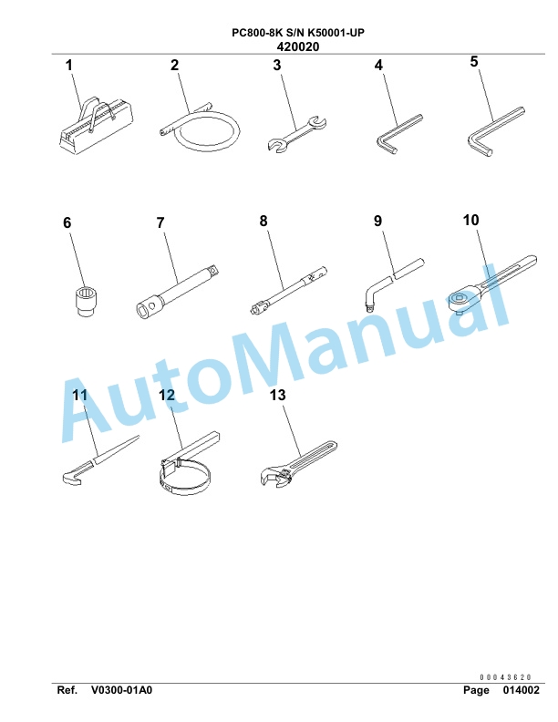 Komatsu PC800-8K Hydraulic Excavator Parts Manual SAA6D1KU-5