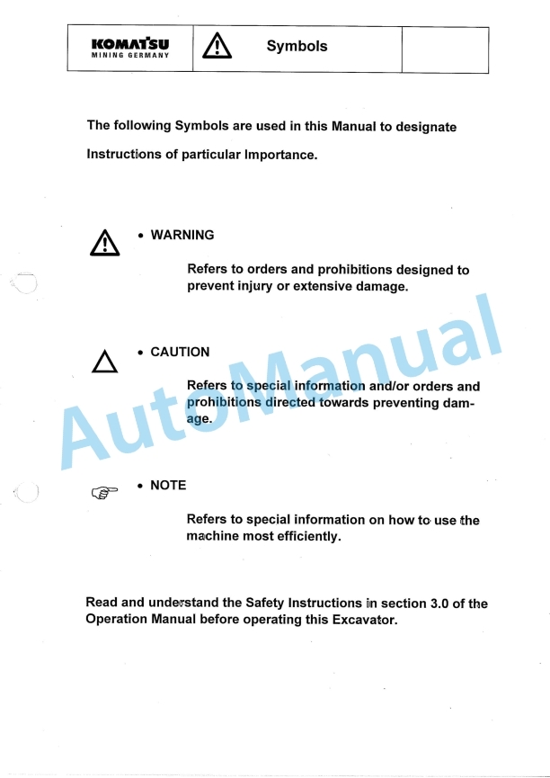 Komatsu PC8000-1 Operation and Maintenance Manual