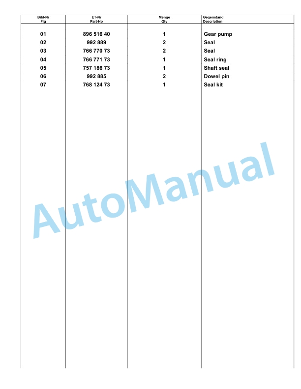 Komatsu PC8000-6 Hydraulic Excavator Parts Manual G12062-5