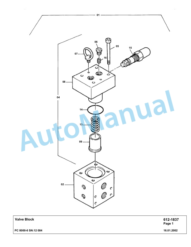 Komatsu PC8000-6 Hydraulic Excavator Parts Manual G12084-5