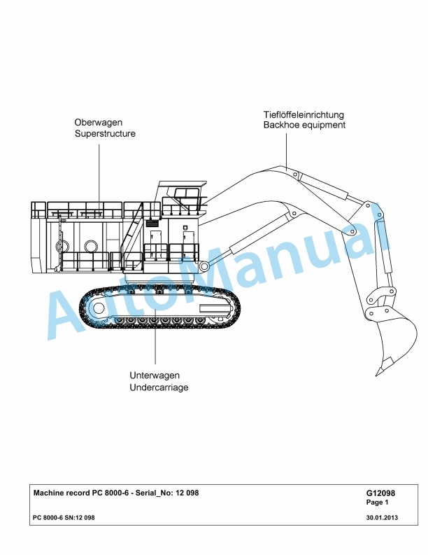 Komatsu PC8000-6 Hydraulic Excavator Parts Manual G12098