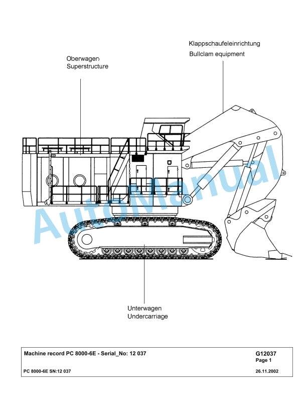 Komatsu PC8000-6E Hydraulic Excavator Parts Manual G12037