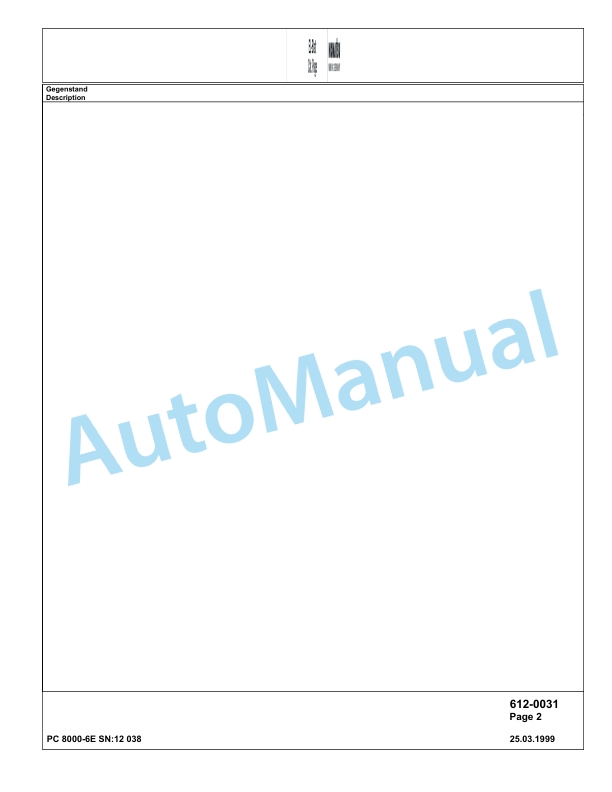 Komatsu PC8000-6E Hydraulic Excavator Parts Manual G12038-3