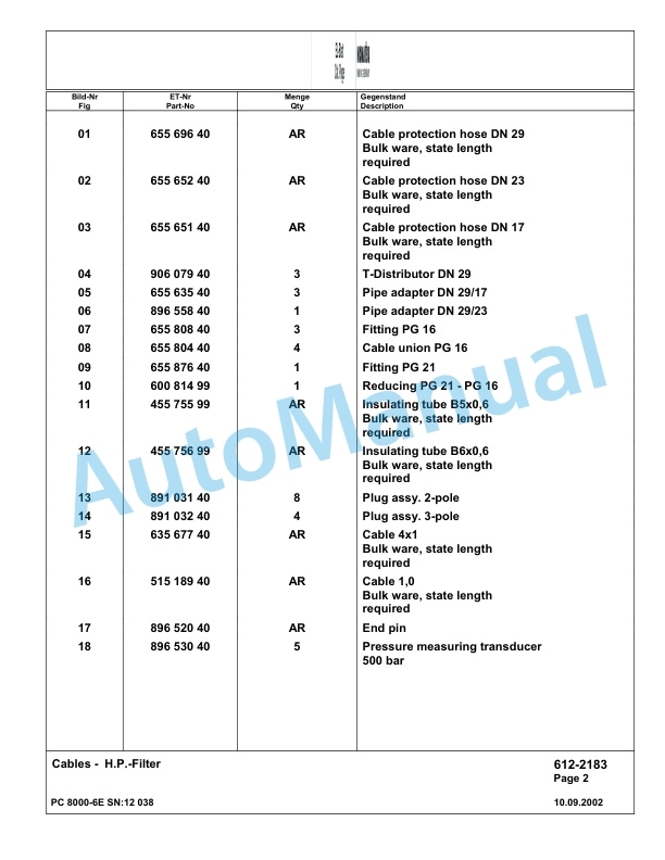 Komatsu PC8000-6E Hydraulic Excavator Parts Manual G12038-4