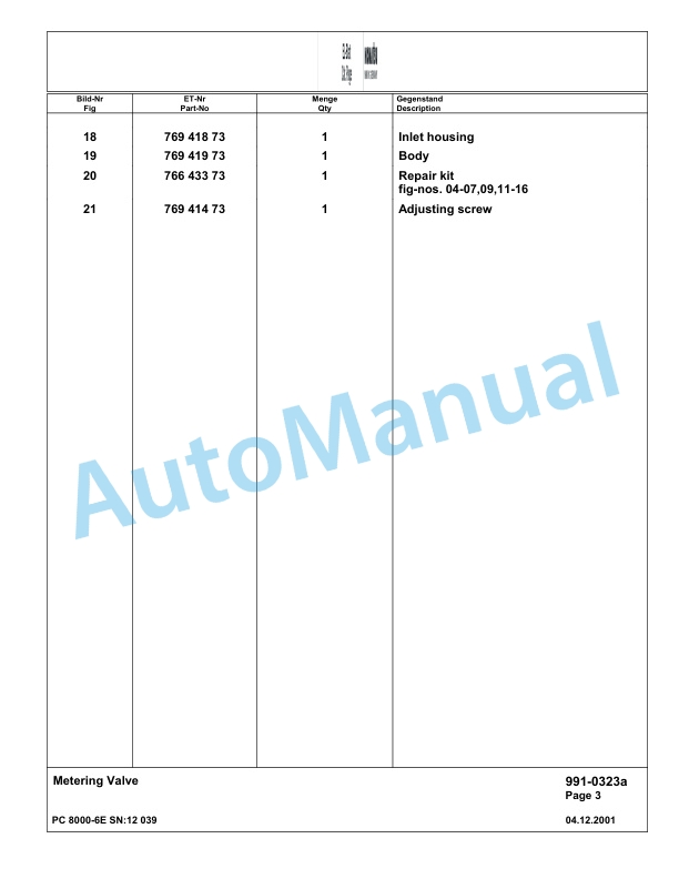 Komatsu PC8000-6E Hydraulic Excavator Parts Manual G12039-5
