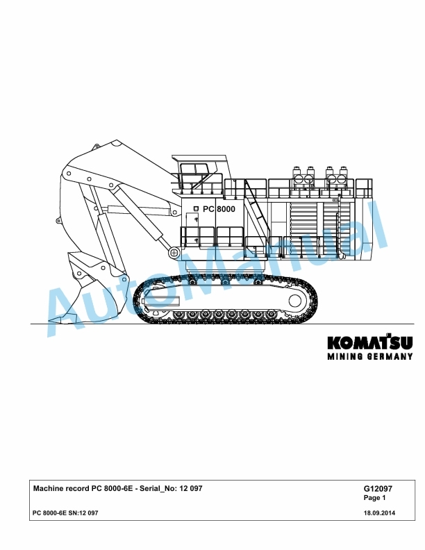 Komatsu PC8000-6E Hydraulic Excavator Parts Manual G12097