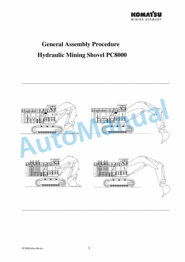 Komatsu PC8000 Hydraulic Mining Shovel Field Assembly Instruction FAMPC8000-06