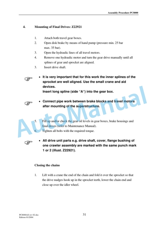 Komatsu PC8000 Hydraulic Mining Shovel General Assembly Procedure Manual PC8000ASrev02-2
