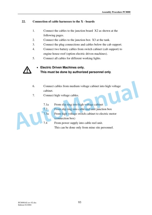Komatsu PC8000 Hydraulic Mining Shovel General Assembly Procedure Manual PC8000ASrev02-4