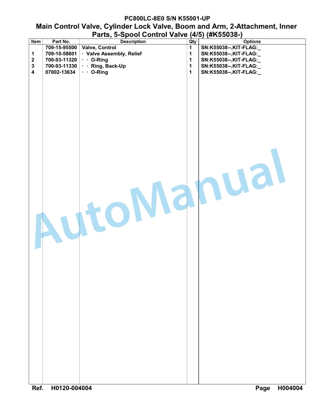 Komatsu PC800LC-8E0 Hydraulic Excavator Parts Manual K55001-UP-2